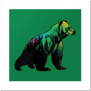 Bear Forest Double Exposure Posters and Art